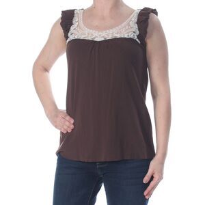 WESTERN WEAR Womens New 1480 Brown Neckline Ruched Cap Sleeve Tank Top S